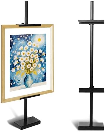Adjustable Metal Picture Frame Stand - 29 Inch Sturdy Black Easel