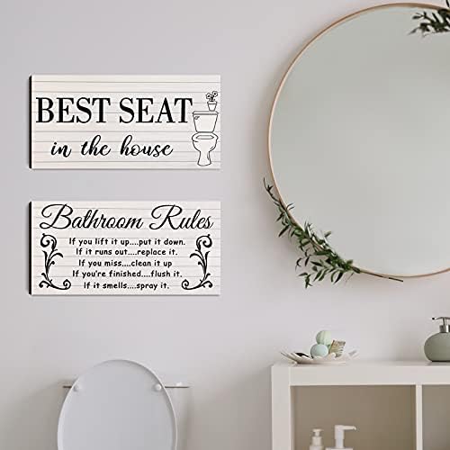 Jetec 2 Pieces Funny Bathroom Wall Art Signs