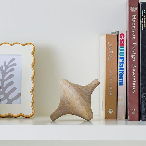DN DECONATION Spinning Top Statue - Beige Resin Desk Decor