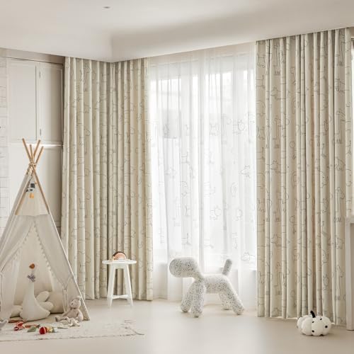Cartoon Animal Blackout Curtains for Kids Bedroom
