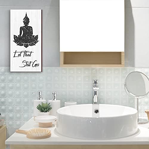Yookeer Funny Bathroom Wall Decor Quote Buddhist Sign with Hooks
