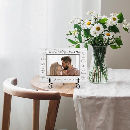 AWDSTN Wooden Photo Frame with Iron Stand for Tabletop Display