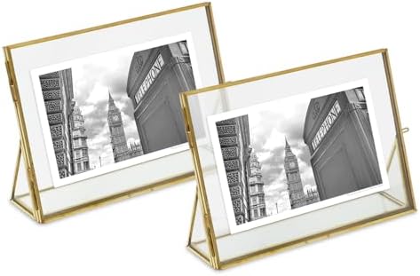 Isaac Jacobs 7x5 Antique Gold Floating Photo Frame 2 Pack