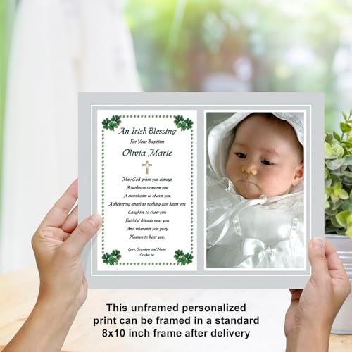 Poetry Gifts Baptism Irish Blessing with Name and Photo 8x10 Inch Print