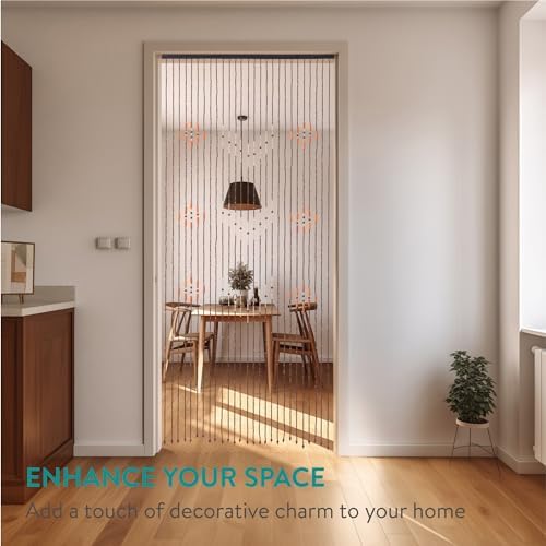 Navaris Bamboo Beaded Curtain 200x90cm