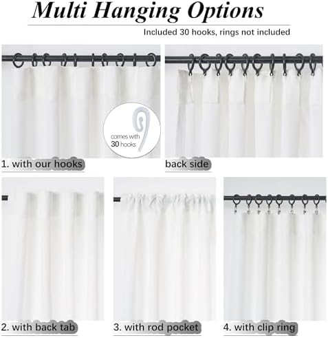 Ftinala Off White 90 Inch Curtains 2 Panels Set