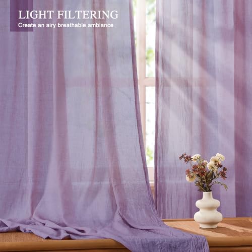 Anpark Purple Sheer Curtains 2 Panels 104 Inches Wide