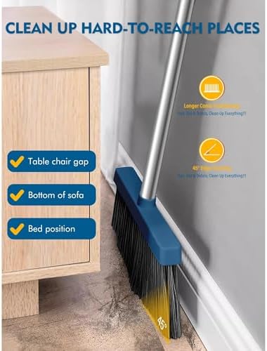 CNEIESD Broom and Dustpan Set with Long Handle