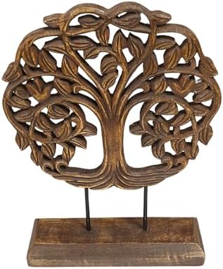 Wooden Carved Tree Table Decor Sculpture Walnut