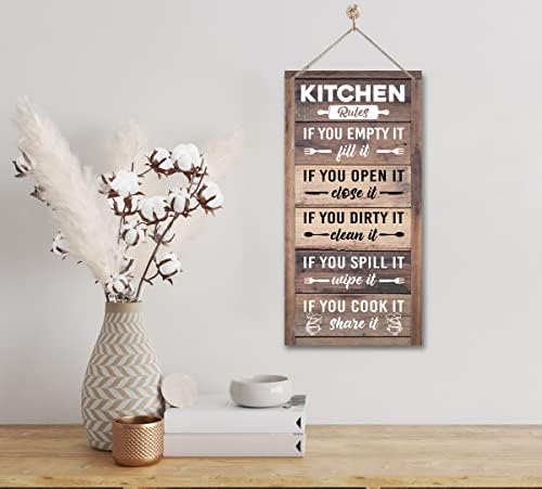 Gkwa Hanging Kitchen Rules Wood Decor Sign