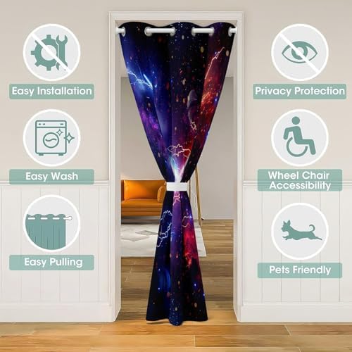 Jejeloiu Blue Red Lightsaber Door Curtain for Privacy