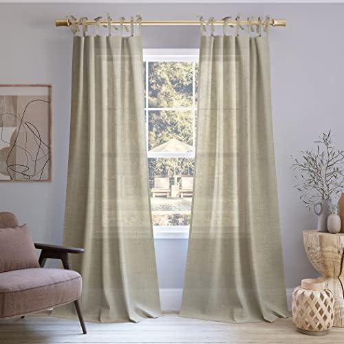 No 918 Winnie Linen Blend Sheer Tie Top Curtain Panel