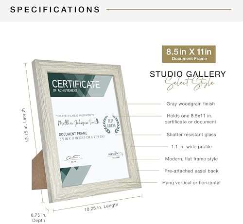 MCS Studio Gallery 85x11 Frame Gray Woodgrain
