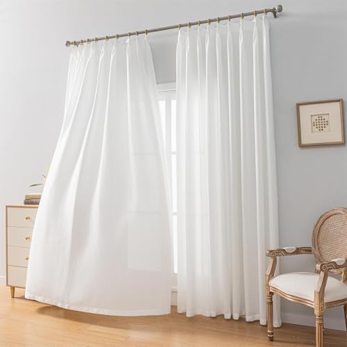 White Flax Linen Curtains 90 Inch Long