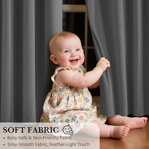 RYB HOME Blackout Door Curtain Grey 34x80 1 Panel