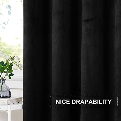 NICETOWN Black Velvet Panel Curtain 96 Inch
