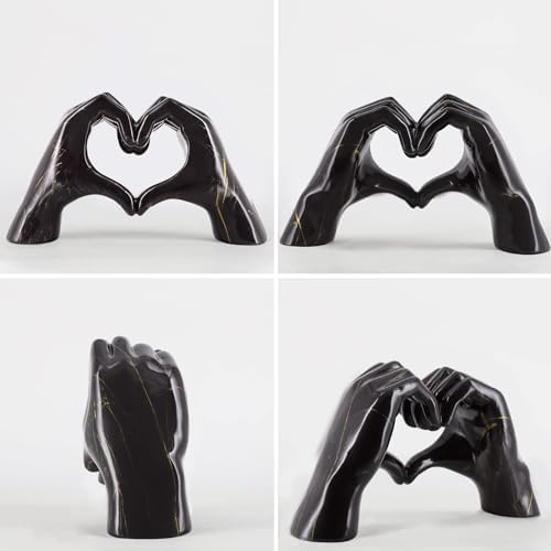 Heart Hands Sculpture Black Decor for Shelves