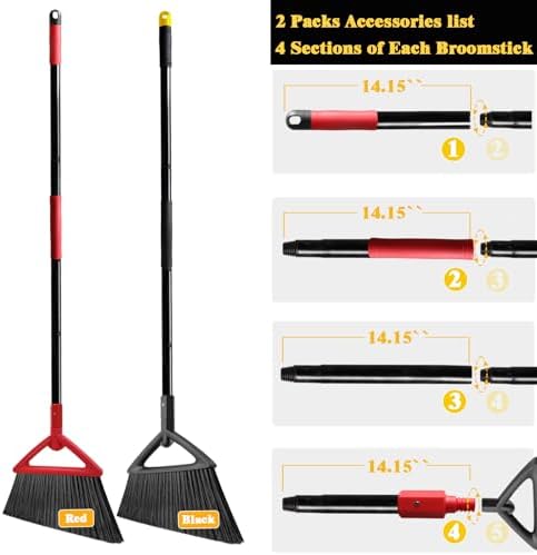 Heavy Duty Angle Broom for Indoor Outdoor Cleaning