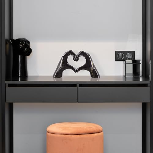Heart Hands Sculpture Black Decor for Shelves