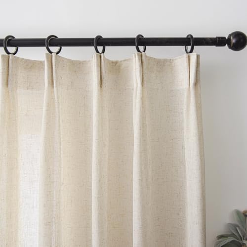 Ftinala Sheer Linen Curtains 2 Panels Set 96 Inches Long