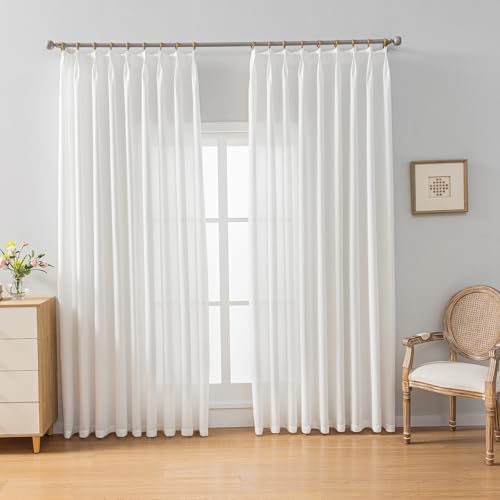 White Flax Linen Curtains 90 Inch Long