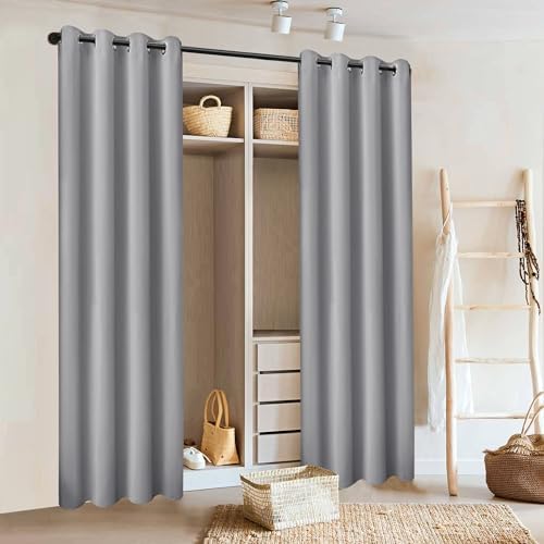 PANELSBURG Sliding Room Divider Light Grey 80 Inch
