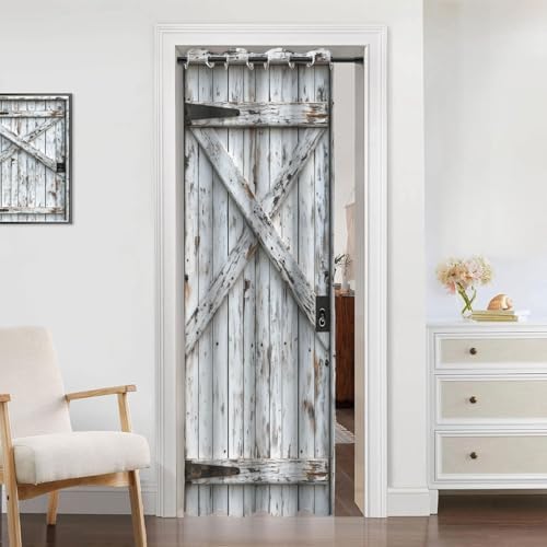 Shixiaoyan Rustic Barn Door Curtain 34x80 Inches Panel