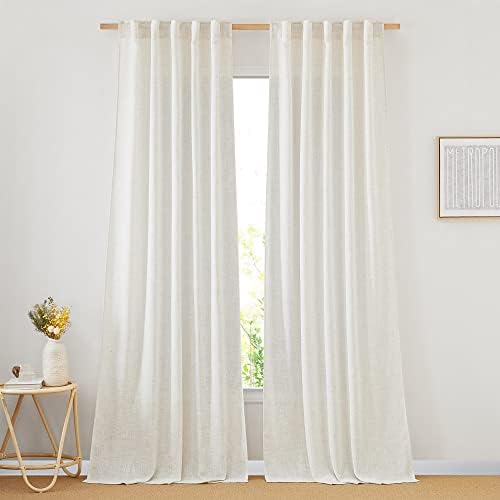 NICETOWN Linen Curtains 90 Long for Living Room Doorway