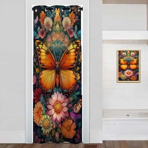 Shixiaoyan Butterfly Door Curtain with Flower Mandala Design