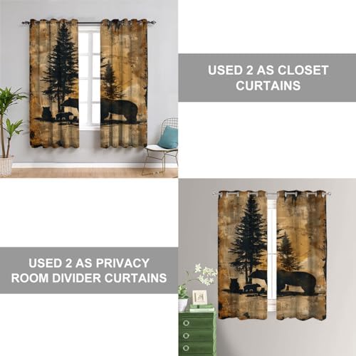 Fangpamz Rustic Bear Door Curtain 34W x 80L
