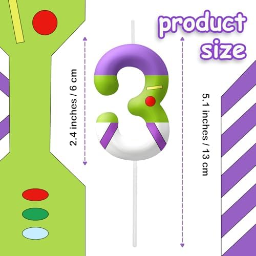 AONIART Green Number 3 Birthday Candle for Kids