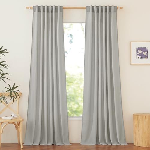 NICETOWN Gray Linen Curtains 95 Long for Boys Room