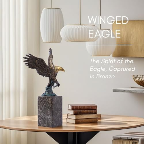 Majestic Eagle Statue - 15 Bronze Sculpture with Marble Base
