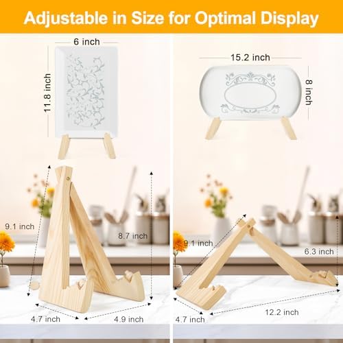 Bnlei Adjustable Wooden Plate Stand with Mood Light