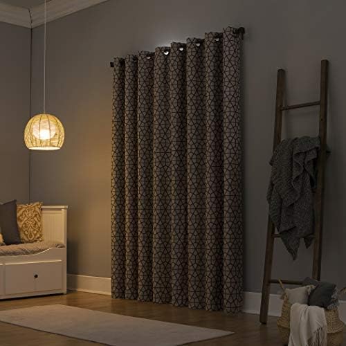 Sun Zero Verve Twill Mosaic Thermal Curtain Panel 52 x 95 Cocoa BrownCream