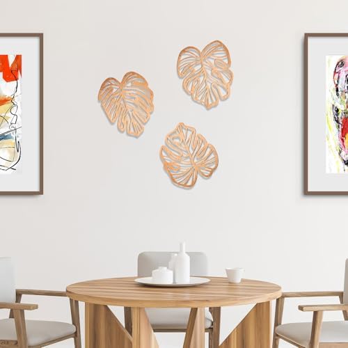 ULIOMU Palm Leaves Wall Decor 3Pcs Light Brown 1
