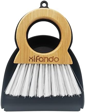 Xifando Mini Broom and Dustpan Set with Bamboo Handle