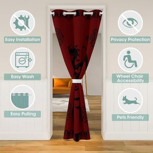 Feelyou Red Dragon Door Curtain 34x80