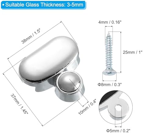 PATIKIL 4Pcs Mirror Clips for 3-5mm Glass