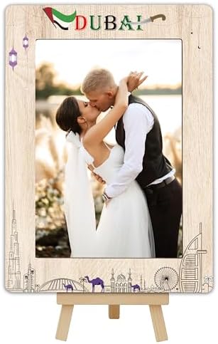 DETIHO Dubai Themed Wooden Picture Frame with Easel Stand