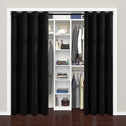 NICETOWN Black Velvet Panel Curtain 96 Inch