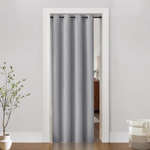 PANELSBURG Sliding Room Divider Light Grey 80 Inch