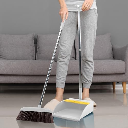 427 Angle Broom with Dustpan Combo Set Khaki