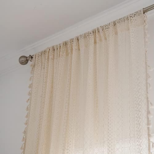 JOOJA 2 Panels Beige Crochet Sheer Curtains