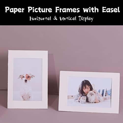 200 Pack White Paper Picture Frames 4x6 with Easel