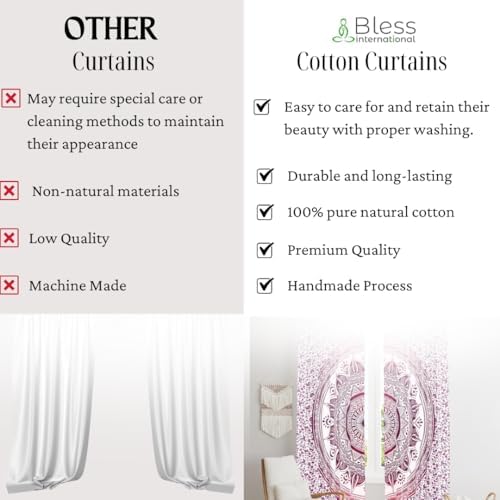 Bless International Pink Mandala Curtain Panels 38x83 Inches