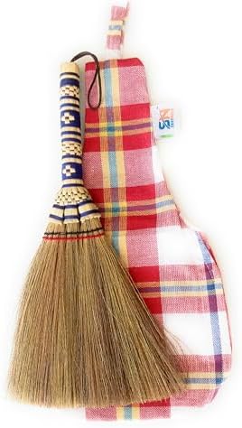 SKENNOVA 11 Inch Tiny Asian Whisk Broom with Embroidery Handle