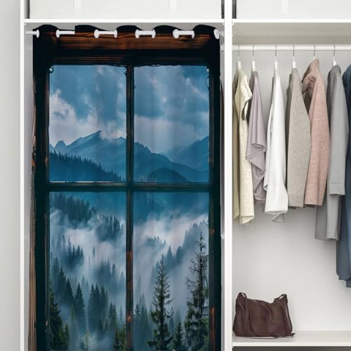 Misty Forest Landscape Door Curtain 34x80 Inches