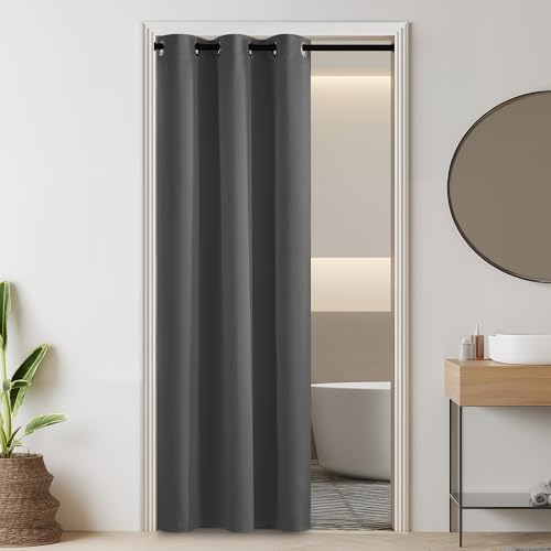 RYB HOME Blackout Door Curtain Grey 34x80 1 Panel