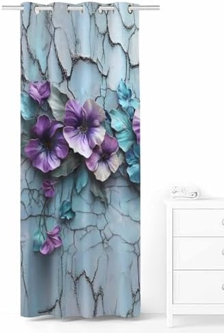 Carosoffe Purple Flower Grommet Door Curtain 52x96